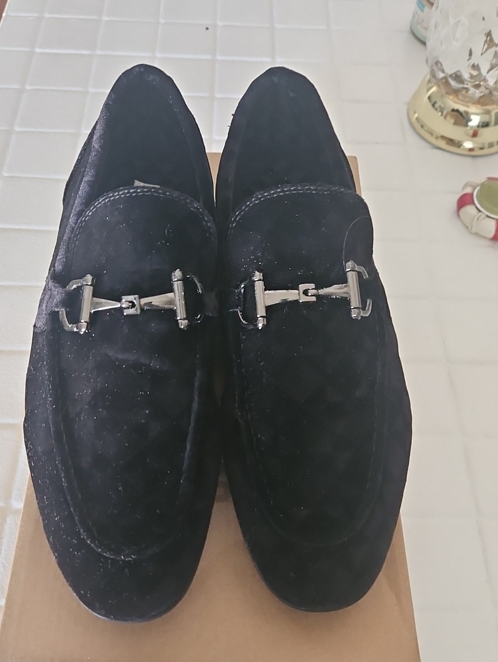 Mens Steve Madden Black Suede Bit-Detail Loafers